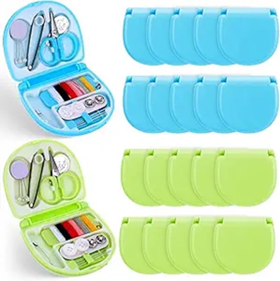 Must-Have Travel Sewing Kits (Comprehensive) 10 mini 20 piece blue green kit