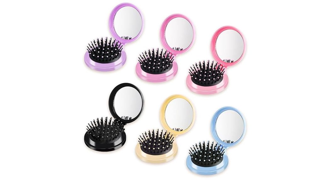 Best Foldable Travel Hair Brushes with Mirrors for On-the-Go 15 mini mirror hairbrush set