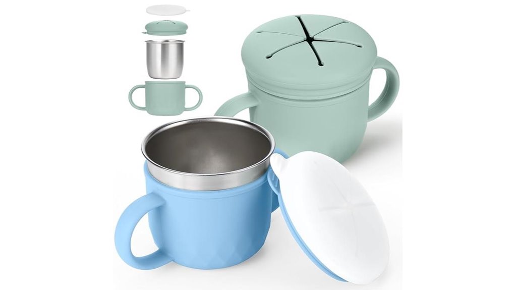 Travel Snack Containers for Kids Spill‑Resistant Lids Love It 13 mity rain stainless cups