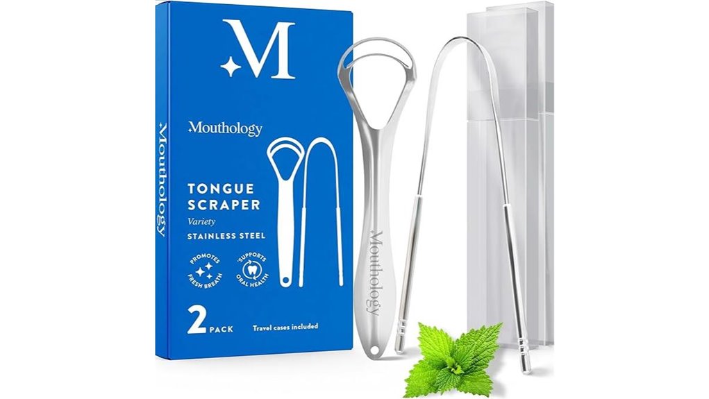 Best Travel Tongue Scrapers: Case Included for On-the-Go Use 6 mouthology stainless steel scraper