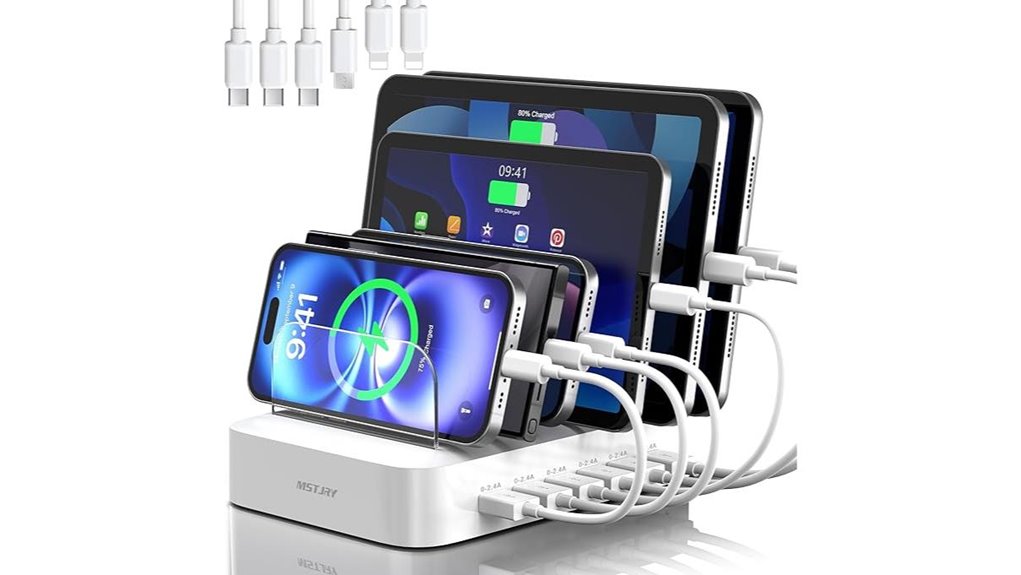 Family Multi-Charging Stations – One Outlet, Many Devices 7 mstjry six port usb dock