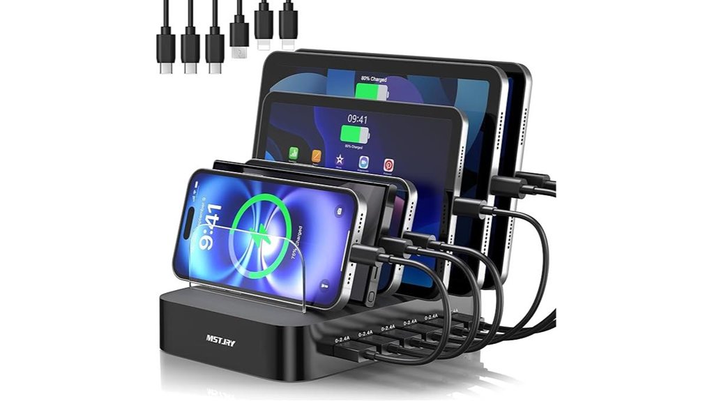 Family Multi-Charging Stations – One Outlet, Many Devices 1 mstjry six port usb dock