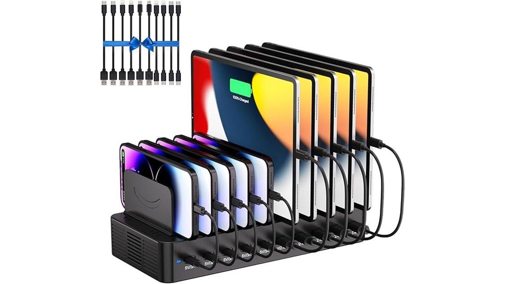 Family Multi-Charging Stations – One Outlet, Many Devices 10 multi device 100w ten port dock