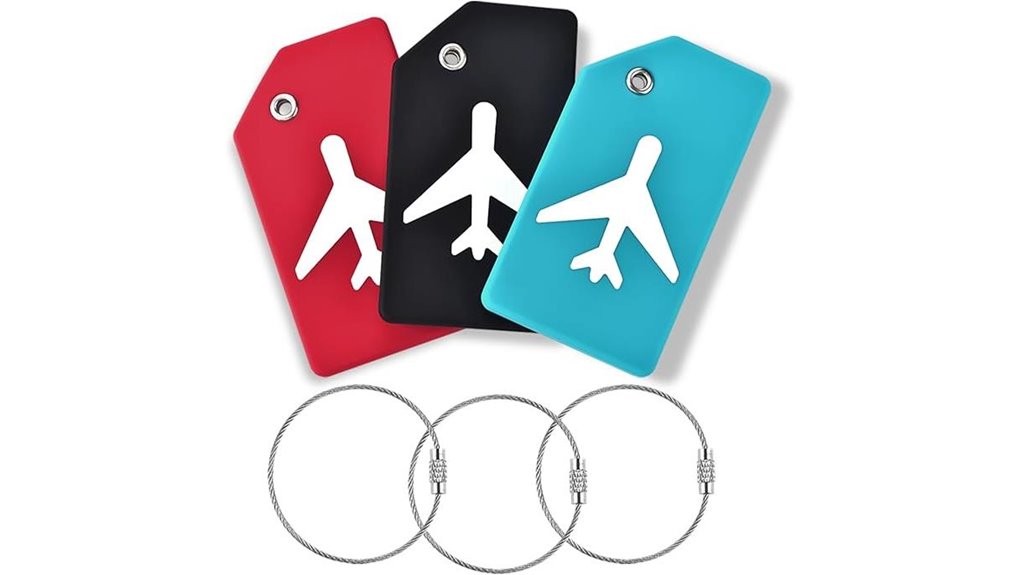 multicolor silicone luggage tags