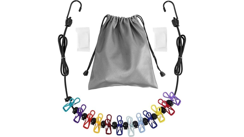 Compact Clotheslines With Clips (Hang Anywhere) for Laundry 5 multicolor travel clothesline kit