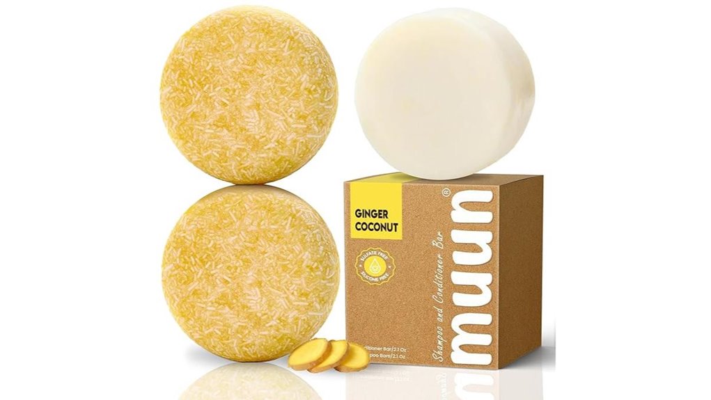 The Best Plastic-Free Shampoo & Conditioner Bars 5 muun ginger growth bars