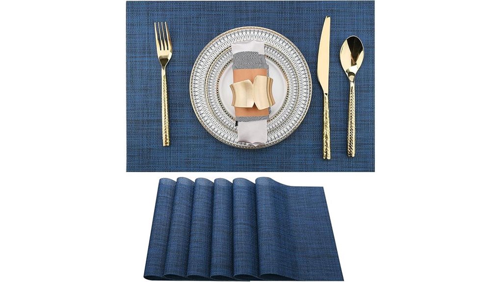Stylish Placemat Set (Wipeable) That Keeps Dining Spaces Fresh 11 navy blue six mats