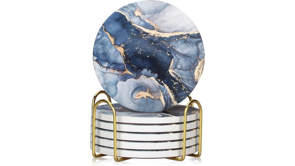 navy marble coaster holder