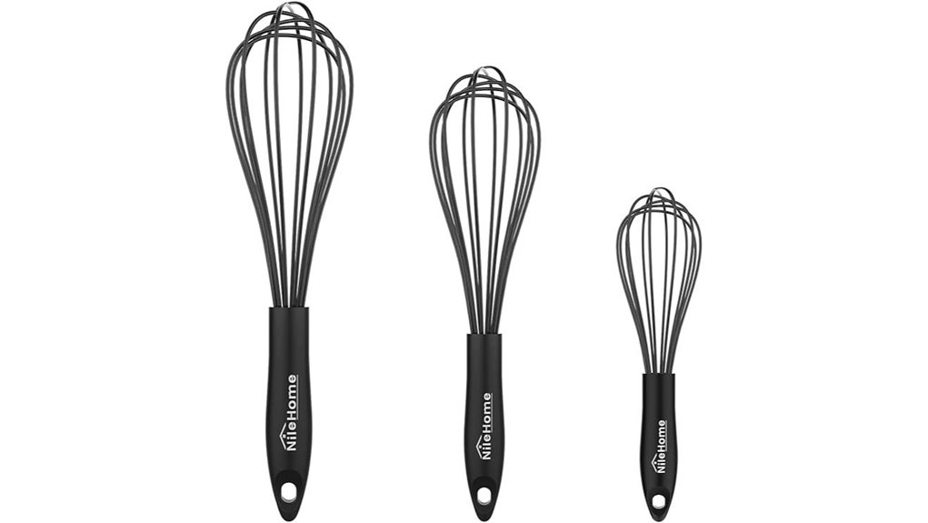 nilehome 3 pack silicone whisks