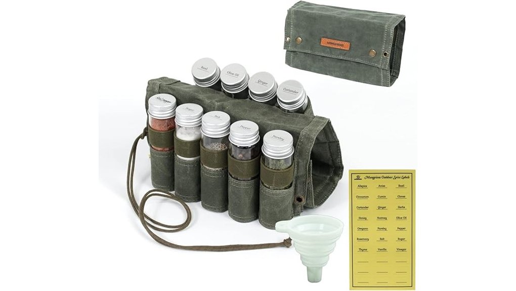 Compact Spice Containers For Travel Cooking—Leak-Proof 11 nine jar camping spice kit