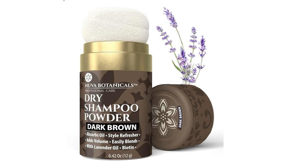 Top Dry Shampoo for Dark Hair: Ideal Travel Sizes 3 nuva botanicals darkbrown dryshampoo