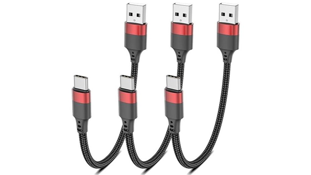 Short Charging Cables for Airports (No Cable Sprawl) On-the-Go 6 nylon 6 inch usb c pack