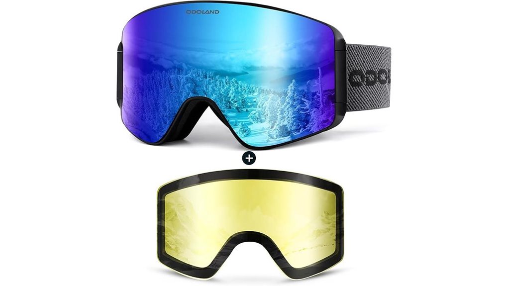 Top Ski Goggles with Interchangeable Lenses for Crystal Clarity 7 odoland frameless anti fog uv100