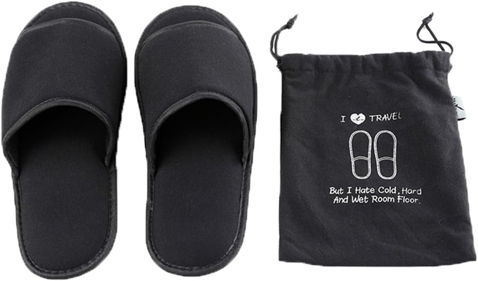 Travel Slippers with Washable Soles Loved by Hotel Guests 8 open toe foldable towelling slippers