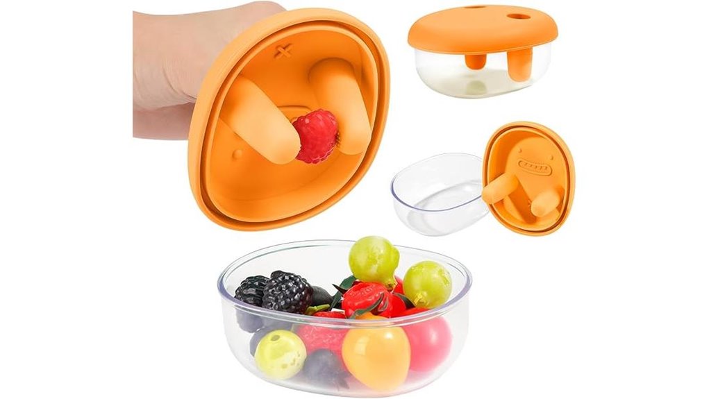 orange dual messless snack container
