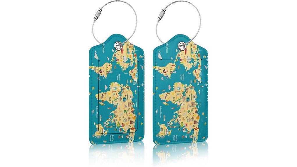 pair leather map tags