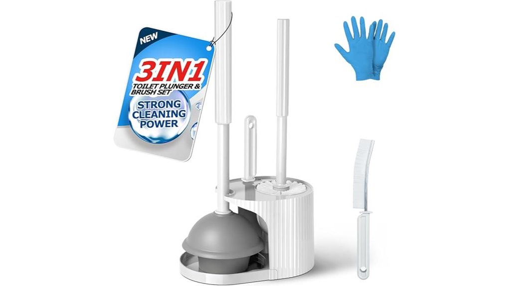 Top Plunger + Toilet Brush Set for a Flawless Flush 12 pearl white 3 in 1 set