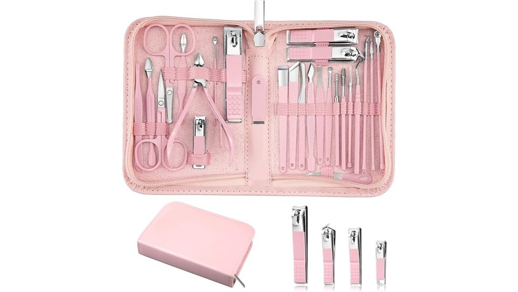 Best Nail Kits for Traveling: Compact Caps That Protect 1 pink 26 piece travel manicure