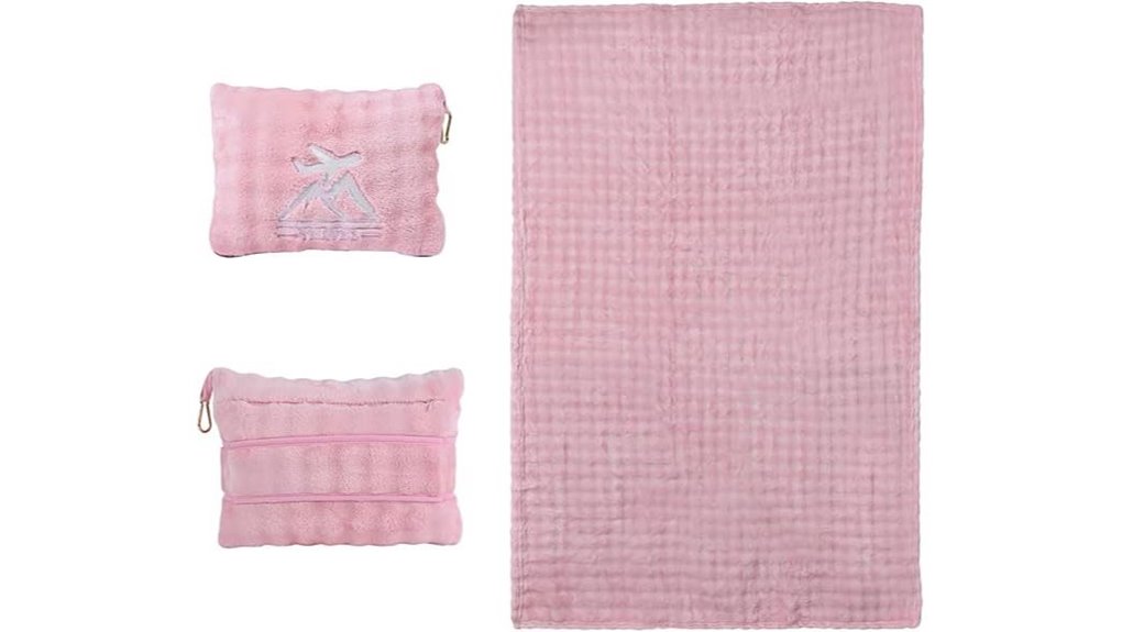 Travel Blankets Soft, Compact: Cozy Comfort for Cold Flights 14 pink 2 in 1 travel blanket