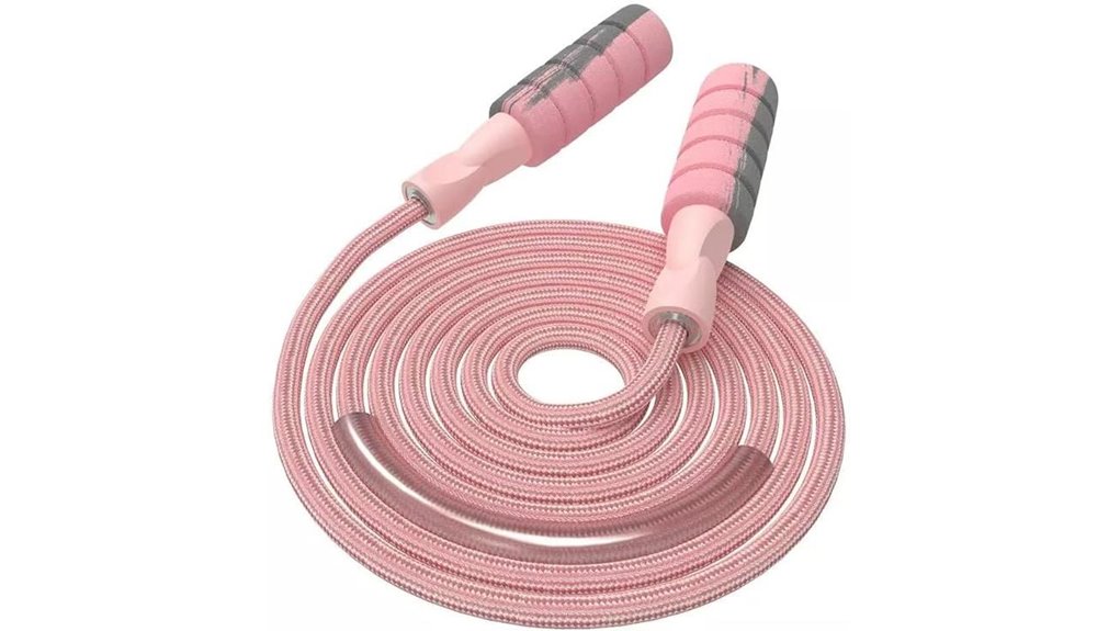 Jump Ropes for Travel Workouts That Fit Anywhere 9 pink cotton weighted rope