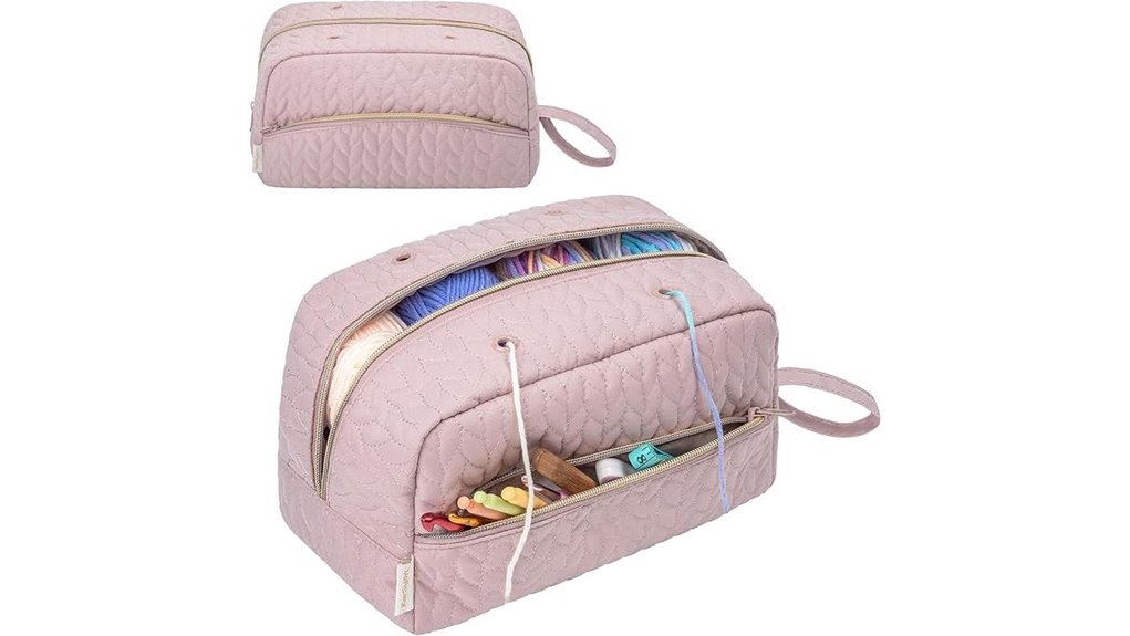 pink crochet accessories organizer