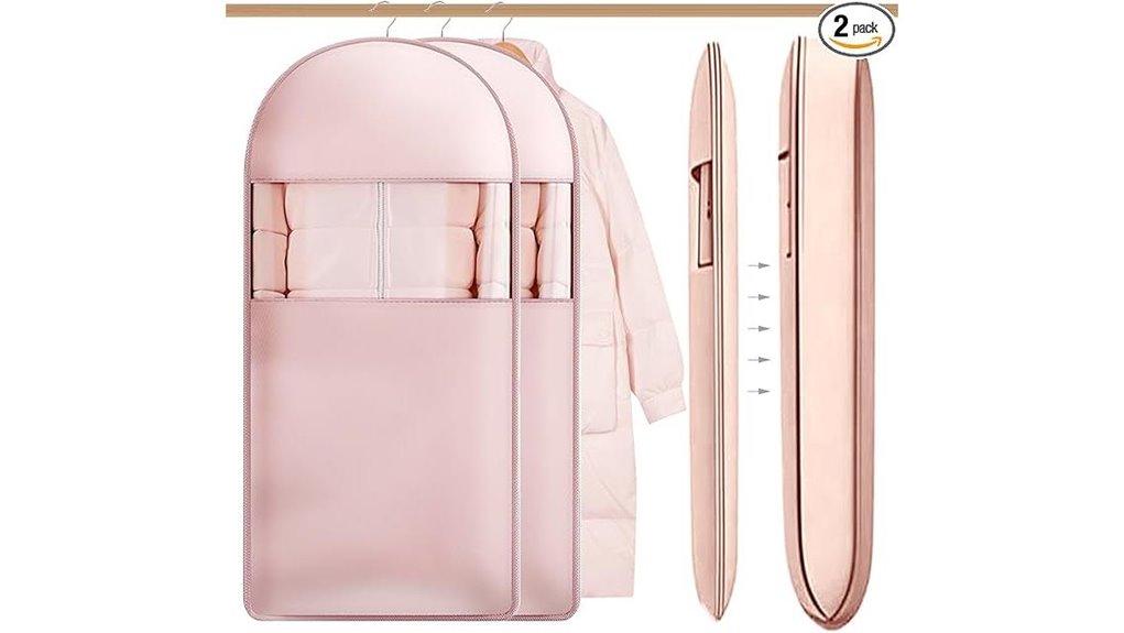 pink hanging garment bag