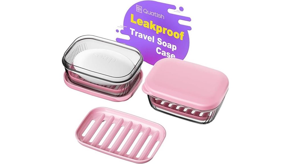 Soap Cases for Bars With Drying Trays That Keep Soap Fresh 11 pink leakproof soap holder