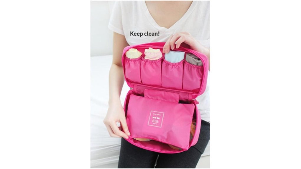Best Bra and Underwear Organizers for Travel: Flat, Structured 4 pink portable travel organizer