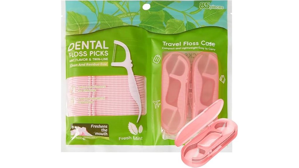 Travel-Friendly Dental Kits With Floss, Picks, and Case 3 pink twin line floss kit