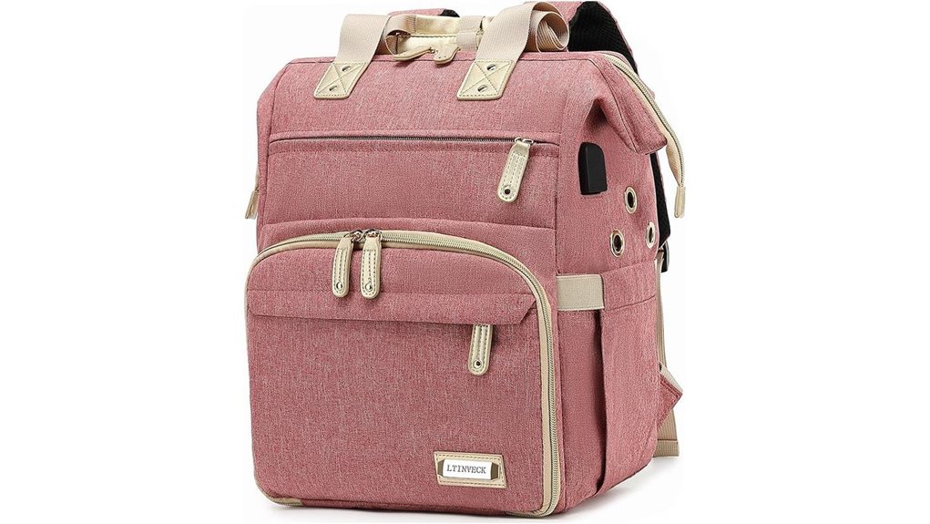 pink yarn usb backpack