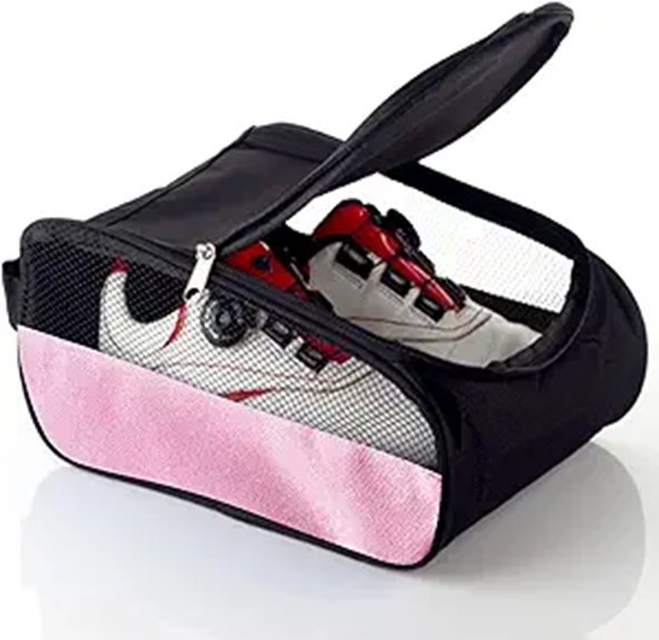 Travel Shoe Bags That Stay Fresh with Ventilation Designs 4 pink zippered golf shoe