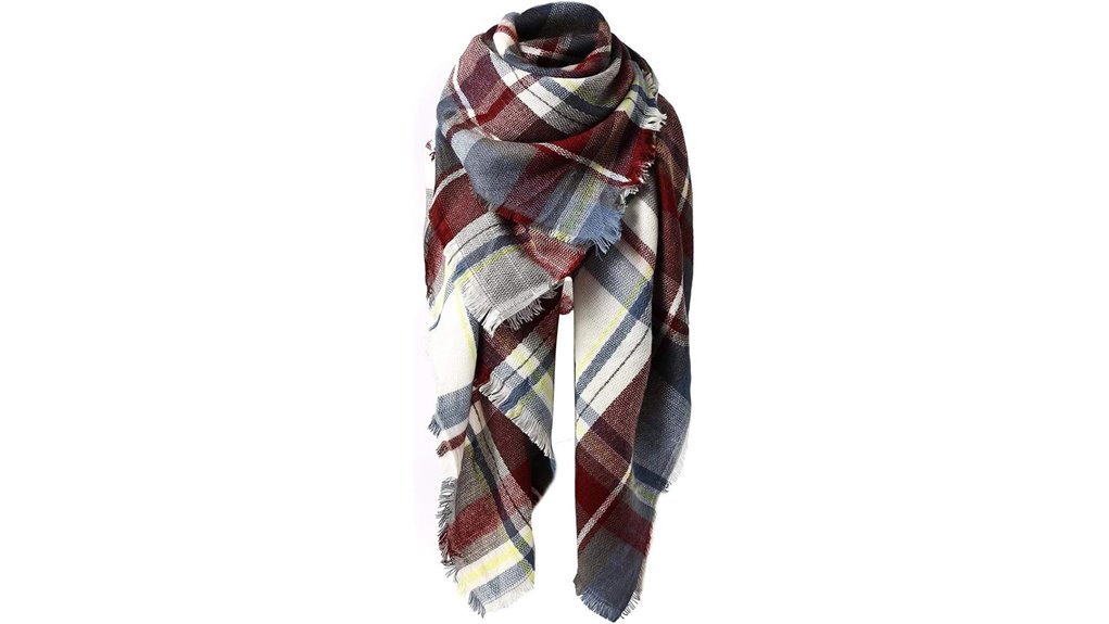 plaid tassel blanket scarf