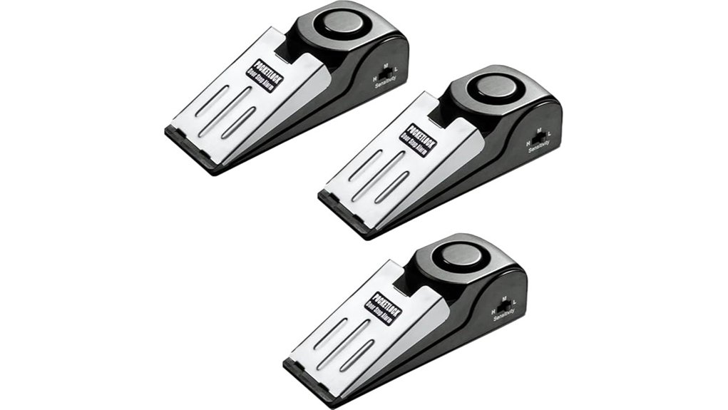 Top Door Wedge Alarms for Loud, Sensitive Travel 15 portable 120db door stop