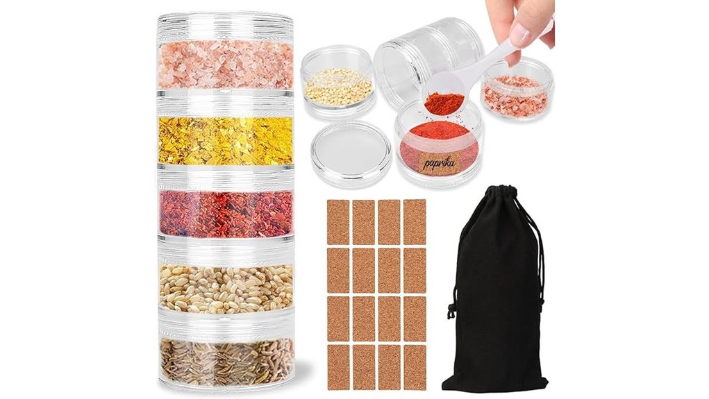 portable 5 layer spice jars