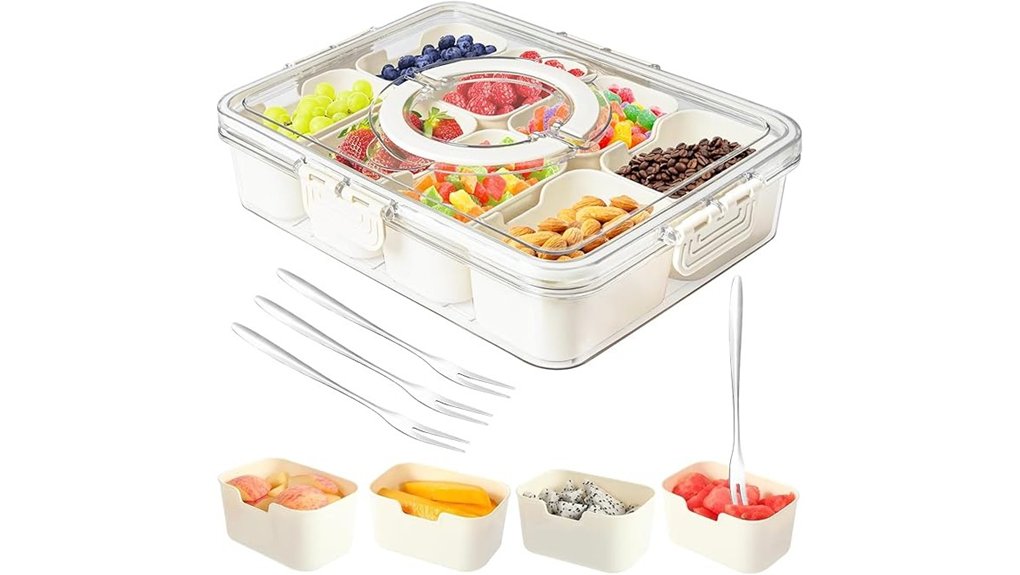 portable 8 compartment snackle box