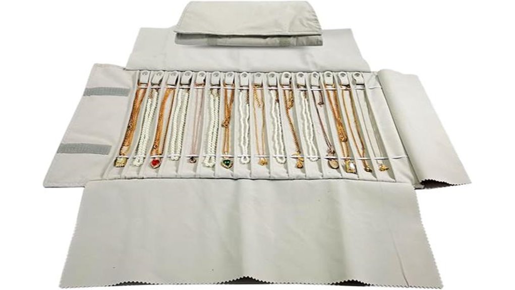 Travel Jewelry Organizers: No Tangling, No Lost Studs 12 portable beige 16 chain roll