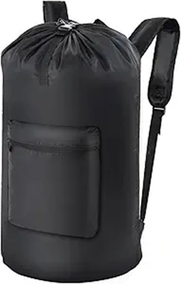 portable black laundry backpack