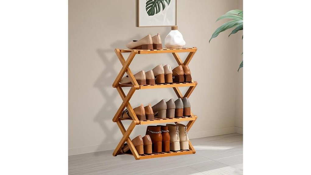 Foldable Shoe Racks for Long Stays (Air-Out Shoes) - Fresh Feet 3 portable four tier bamboo rack
