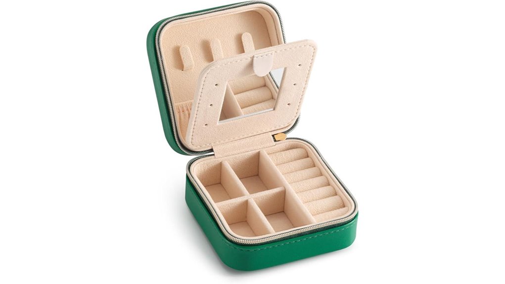 Travel Jewelry Organizers: No Tangling, No Lost Studs 15 portable green jewelry mirror