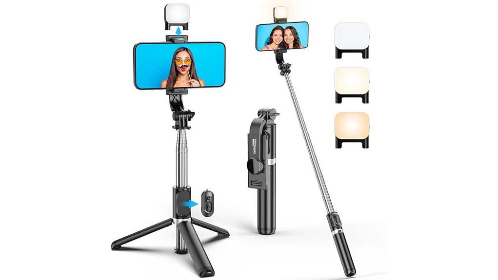 Selfie Sticks That Double as Tripods With Sturdy Hinges 13 portable selfie tripod 41in remote