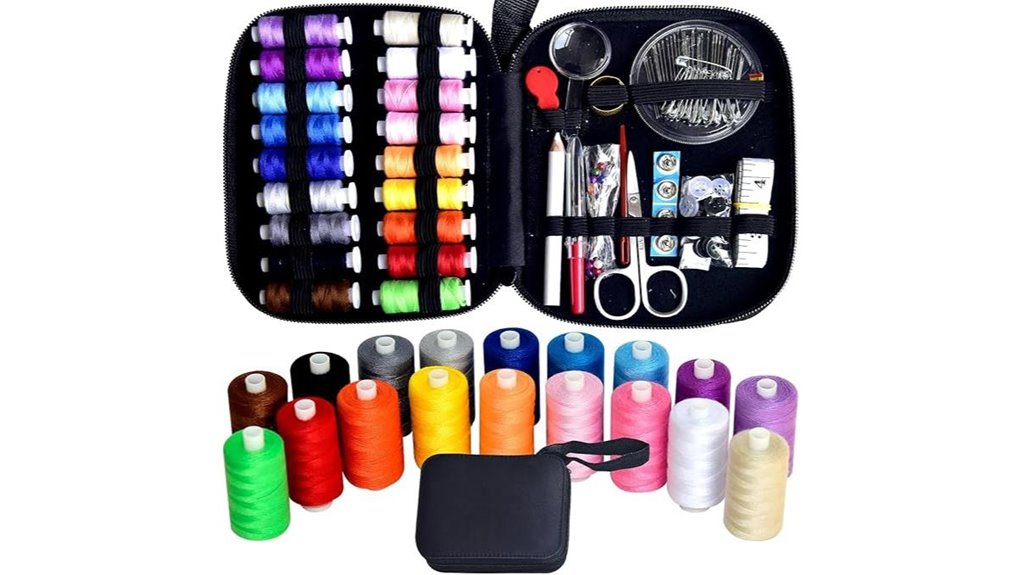 Top Sewing Kits for Travel with Safety Pins + Spare Buttons 14 portable sewing kit 18 threads