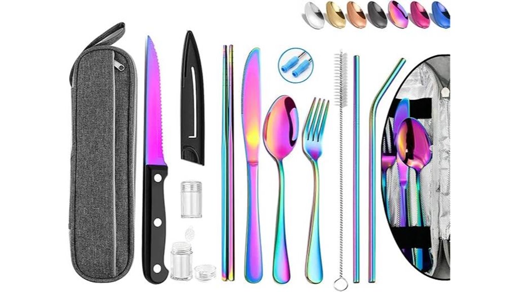 Best Reusable Cutlery Kits for Airport Security No Sharp Edge 10 portable stainless silverware set