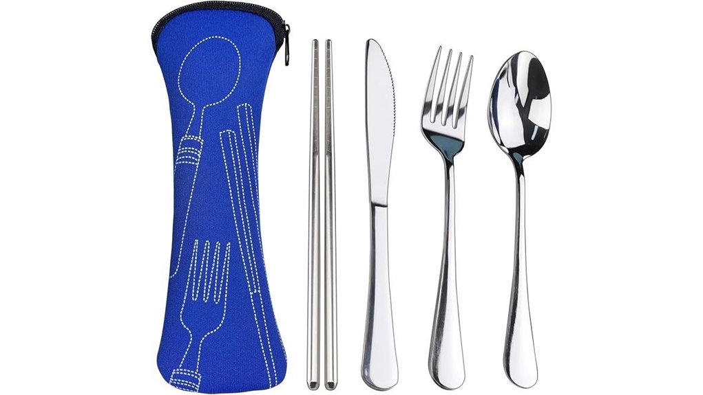 Best Reusable Cutlery Kits for Airport Security No Sharp Edge 8 portable stainless silverware set