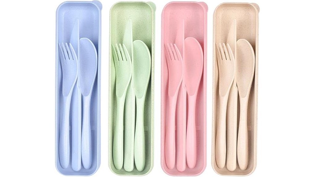 Travel Cutlery Sets That Pass Airport Security—Blade‑Free 9 portable wheat straw 4 piece