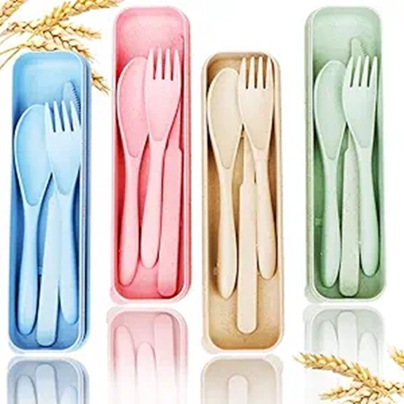 Travel Cutlery Sets with Case: Lightweight & Durable Choices 9 portable wheat straw 4 set