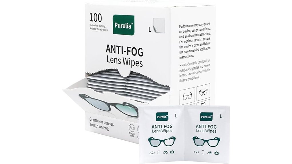 Anti‑Fog Wipes for Glasses on Trips (One‑and‑Done) Keep Clear 5 pre moistened 100 count anti fog wipes