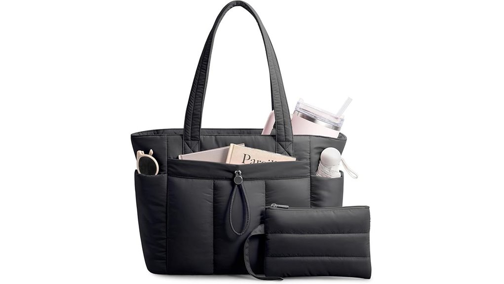 puffy tote laptop cupholder