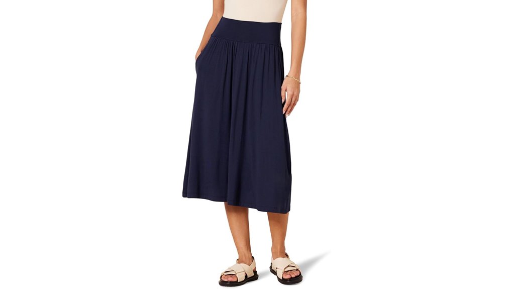 pull on jersey midi skirt