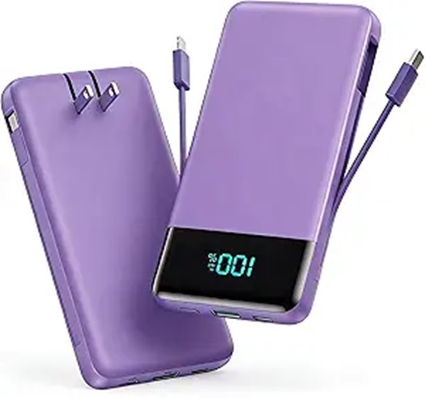 Best Power Banks With Built-In AC Plug (All-In-One) for Travel 9 purple 13800mah built in cables