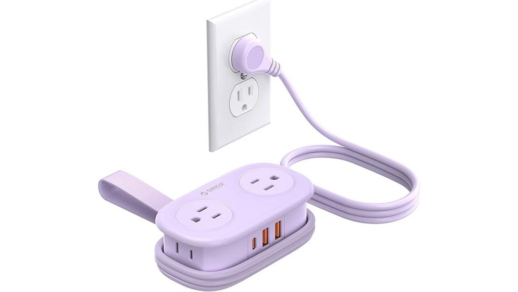 Compact Travel Power Strips (More Outlets) Power Your Trips 11 purple 20w travel strip